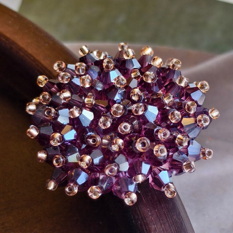 X2413 Hand Wrapped Crystal Glass Beaded Flower Brooch Core, DIY Craft Accessories Materials for Handmade Bracelet Necklace Earring Jewelry Making Supplies