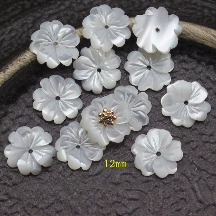 X2430 8/10/12/15 Pure natural shell carved peach blossom DIY bracelet, necklace, ancient-style earrings, brooches. Materials package, accessories