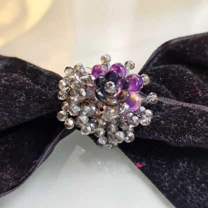 X2415 Hand Wrapped Beaded Crystal Glass 3D Flower Brooch Base, DIY Craft Accessories Supplies for Handmade Bracelet Necklace Earring Jewelry Making