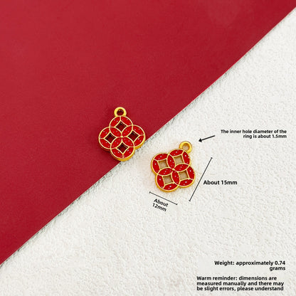 X2299 Copper Alloy Matte Gold Plated Charms, Auspicious Cloud, Fortune Bag & Guardian Lion Shapes, Straight Hole Pendants for DIY Bracelet Necklace Beading Accessories