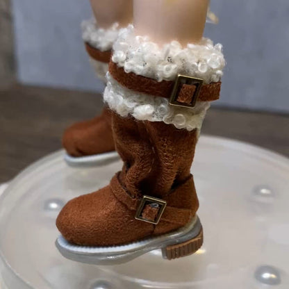 BJD622 30 Days Pre‑order The inner diameter of the foot is Mini Suede Distressed Snow Boots Clay Shoes for OB22 OB24 BJD Blythe Azone Dolls, Handmade Patchwork Fabric, Wearable & Removable, Multiple Colors, Custom Orders Available, Worldwide Shipping