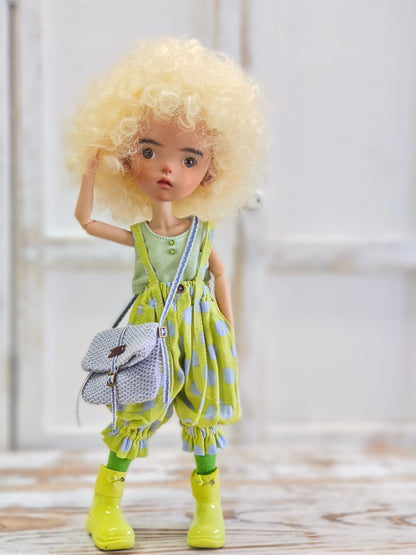 BJD578 30 Days Preorder Suitable for OB22, OB24, BJD, Blythe, Azone doll | Round Polka Dot Overalls, Wide Leg & Cuffed Design, Casual Style, Worldwide Shipping, Custom Order Available