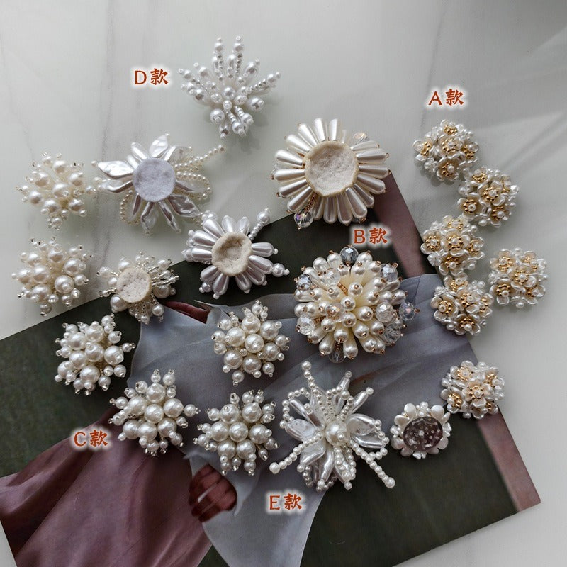 X2441 Pearl Sequins & Handmade Flower Applique Decorative Charms | DIY Bracelets Necklaces Earrings Hair Clips Clothing Bag Accessories
