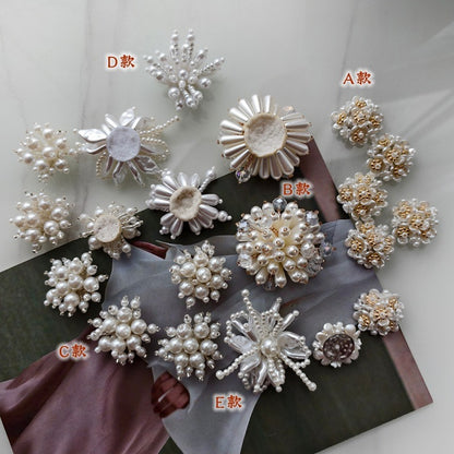 X2441 Pearl Sequins & Handmade Flower Applique Decorative Charms | DIY Bracelets Necklaces Earrings Hair Clips Clothing Bag Accessories