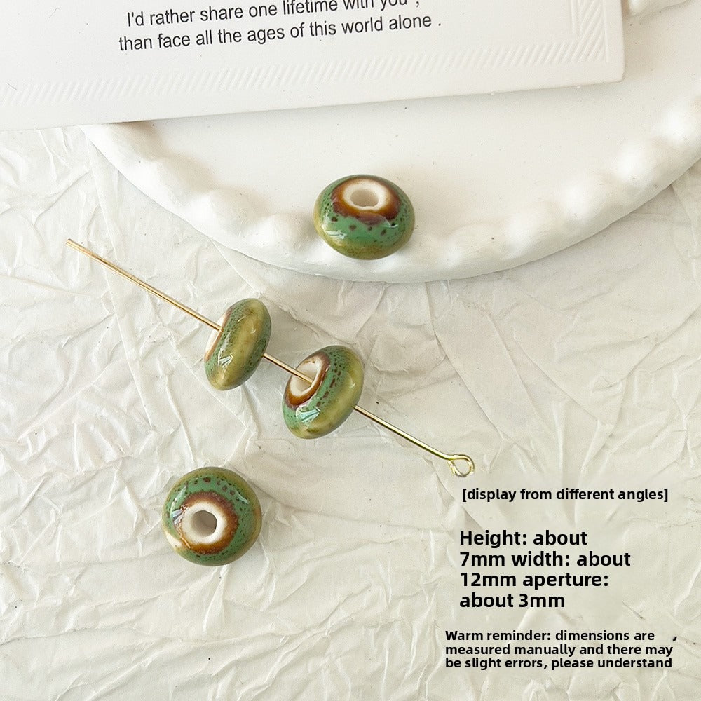 X2298 2Pcs Green Ceramic Beads, Cube Star Rose Butterfly Pumpkin Shell Heart & Round Shapes, Irregular Straight Hole Spacer Beads for DIY Bracelet Necklace Jewelry Making