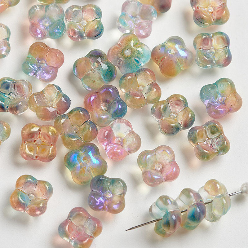 TK186 10pcs Osmanthus flower with holes, 10mm glass beads, handmade DIY jewelry, bracelet, necklace, earrings, accessories, material