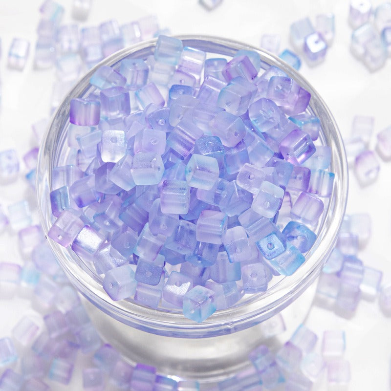 TK187 About 50pcs 7mm square sugar crystal clear glass beads, transparent matte beads, handcrafted DIY jewelry, handcrafted bracelet, necklace, earrings, accessory materials
