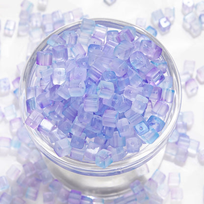 TK187 About 50pcs 7mm square sugar crystal clear glass beads, transparent matte beads, handcrafted DIY jewelry, handcrafted bracelet, necklace, earrings, accessory materials