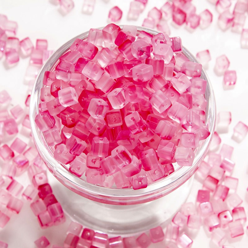 TK187 About 50pcs 7mm square sugar crystal clear glass beads, transparent matte beads, handcrafted DIY jewelry, handcrafted bracelet, necklace, earrings, accessory materials