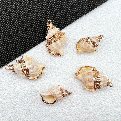 X2293 Natural sea shell with gold-gilded edges pendant for DIY handmade bracelet, necklace, earrings or other decorative accessories. Material: Natural sea shell