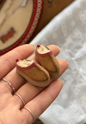 BJD613 20 Days Pre‑order  Handmade Patchwork Clay Fleece Lined Snow Slippers for Dolls, Wearable Classic Mini Shoes, Fits OB22, OB24, BJD, Blythe, Azone Dolls, Custom Available, Worldwide Shipping