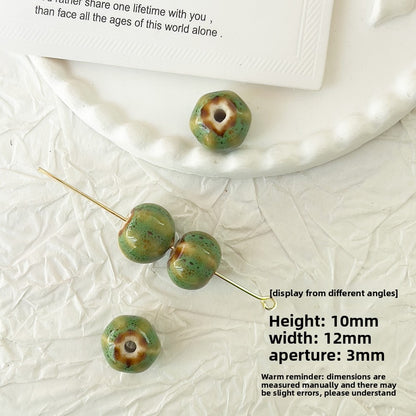 X2298 2Pcs Green Ceramic Beads, Cube Star Rose Butterfly Pumpkin Shell Heart & Round Shapes, Irregular Straight Hole Spacer Beads for DIY Bracelet Necklace Jewelry Making