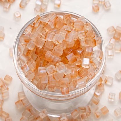 TK187 About 50pcs 7mm square sugar crystal clear glass beads, transparent matte beads, handcrafted DIY jewelry, handcrafted bracelet, necklace, earrings, accessory materials