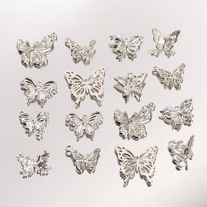TK87 2Pcs Bright Silver Alloy Butterfly Pendant & Spacer Beads, DIY Handmade Bracelet Necklace Jewelry Making Accessories