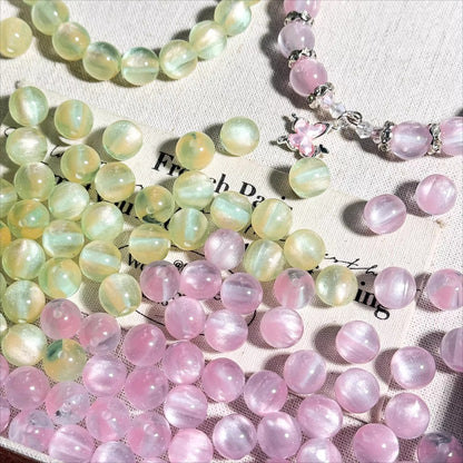 TK18 10Pcs 10mm Cat Eye Gradient Multicolor Round Acrylic Beads, DIY Handmade Bracelet Necklace Jewelry Making Accessories