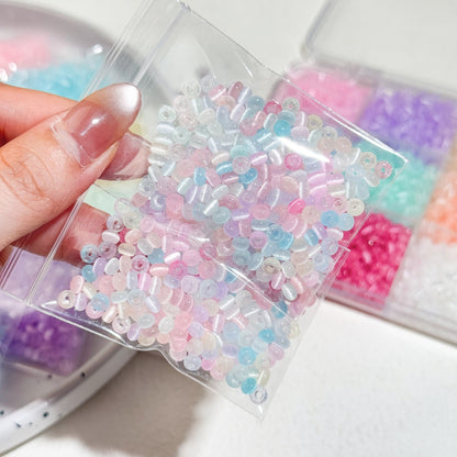 TK86 Approx 10g Rainbow Donut Shaped High Quality Wire Cut Cat Eye Glass Beads & Pearl Beads, DIY Handmade Bracelet Jewelry Making Accessories