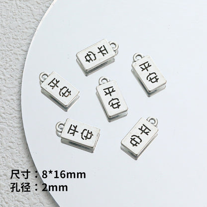 TK103 2Pcs Zinc Alloy Silver Plated Star Letter Heart Key Pendants DIY Handmade Phone Chain Bracelet Accessories