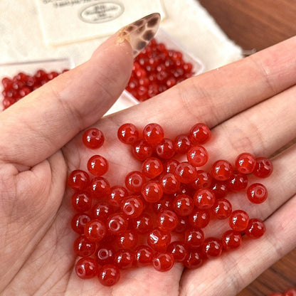 TK99 10pcs  natural stone red agate red 4/6mm through-hole drop beads for handmade string necklaces, bracelets, DIY accessories, material