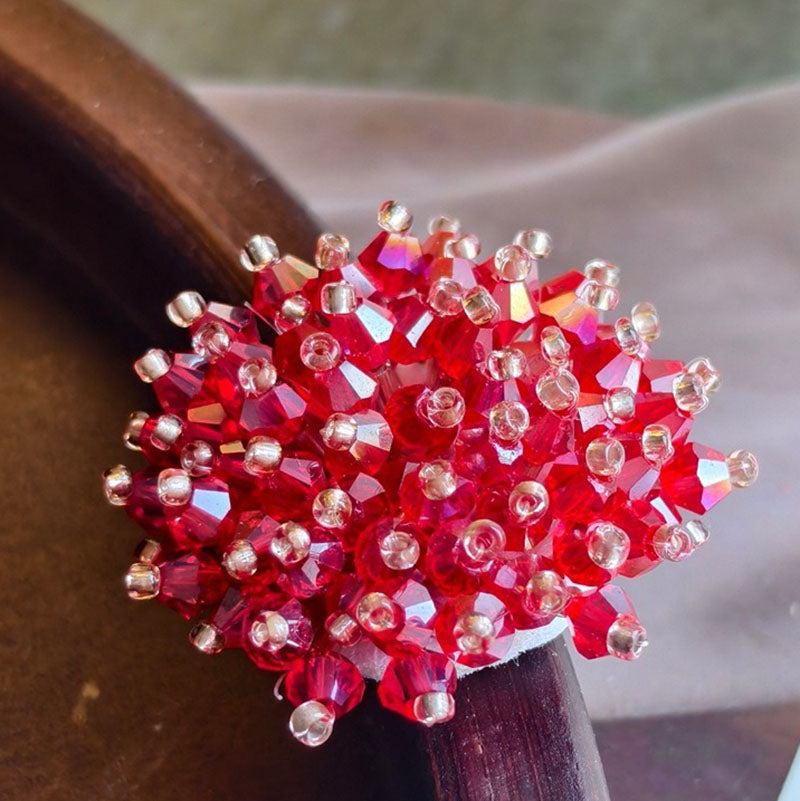 X2413 Hand Wrapped Crystal Glass Beaded Flower Brooch Core, DIY Craft Accessories Materials for Handmade Bracelet Necklace Earring Jewelry Making Supplies