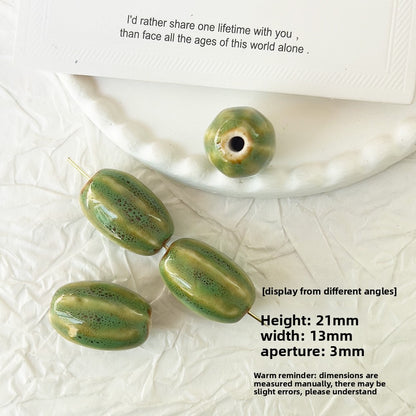 X2298 2Pcs Green Ceramic Beads, Cube Star Rose Butterfly Pumpkin Shell Heart & Round Shapes, Irregular Straight Hole Spacer Beads for DIY Bracelet Necklace Jewelry Making