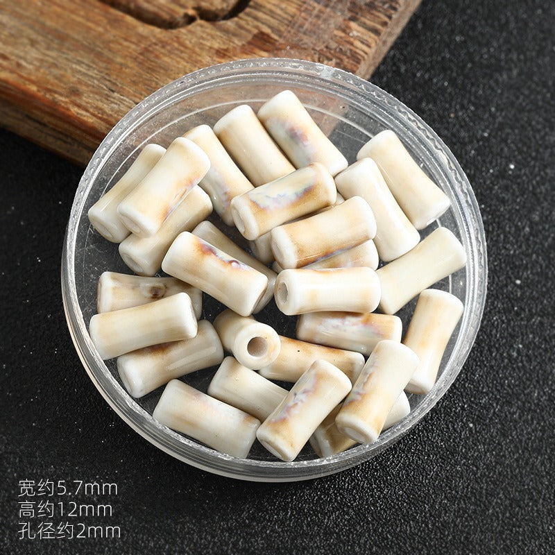 TK172 5Pcs Each pack contains 5 ceramic beads. Colorful High-Temperature Ceramic Bamboo Joint Tube Pearl Beads DIY Handmade Bracelet Necklace Earrings Jewelry Making Accessories Craft Supplies