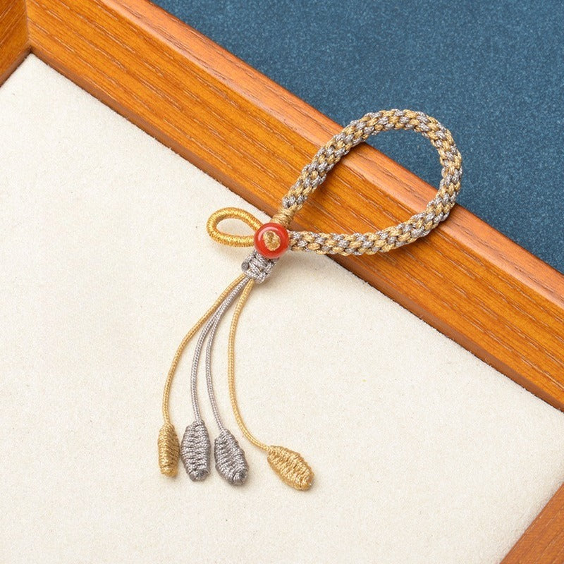 Hand‑Braided Corn Knot Semi‑Finished Cord, DIY Adjustable Keychain Cord, Car Hanging, Bag Charm, Wrist Lanyard for Hand‑Grip Ornaments