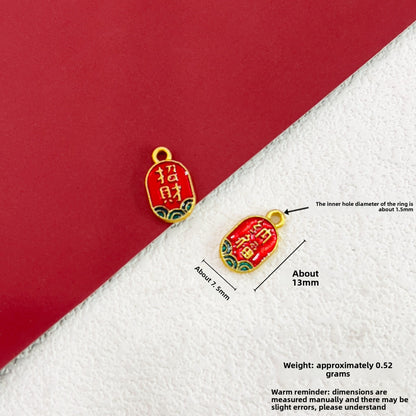 X2299 Copper Alloy Matte Gold Plated Charms, Auspicious Cloud, Fortune Bag & Guardian Lion Shapes, Straight Hole Pendants for DIY Bracelet Necklace Beading Accessories