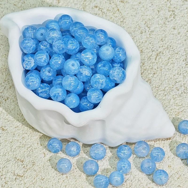 TK188 20Pcs Blue Tone Round Glass Beads(6/7/8/10mm Light Dark Blue), Aesthetic Loose Beads for DIY Bracelets Necklaces Earrings Handmade Jewelry Craft Supplies | 1 Listing Contains 20 Beads, Photos Are For Display Only