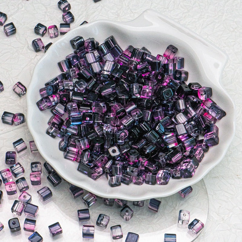 TK187 About 50pcs 7mm square sugar crystal clear glass beads, transparent matte beads, handcrafted DIY jewelry, handcrafted bracelet, necklace, earrings, accessory materials