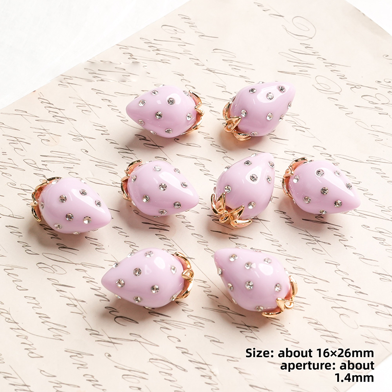X2442 Cute Rhinestone Pearl 3D Strawberry Pendants, Large & Medium Size, DIY Handmade Accessories for Bracelets, Necklaces, Earrings & Phone Charms
