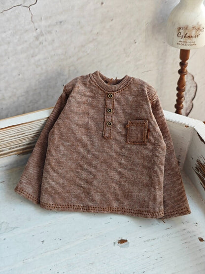 BJD592 30 Days Preorder Suitable for OB22, OB24, BJD, Blythe, Azone Doll | Vintage Washed Linen Rolled Edge Casual Pants & Long Sleeve T-shirt, Classic Outfit, Worldwide Shipping
