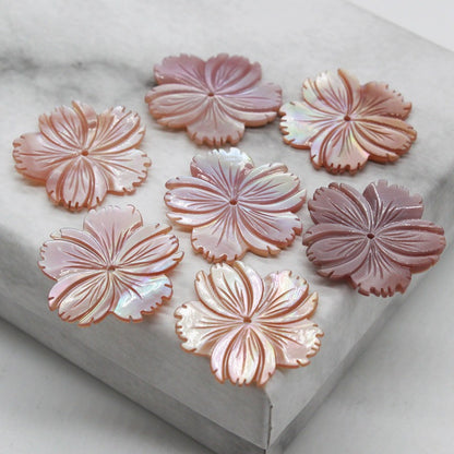 X2426 15/18/20mm mother-of-pearl powder shell five-petal cherry blossom DIY handmade bracelet, necklace, hairpin, hair accessory, clothing accessory, jewelry component material