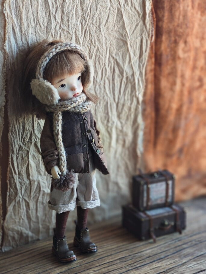 BJD592 30 Days Preorder Suitable for OB22, OB24, BJD, Blythe, Azone Doll | Vintage Washed Linen Rolled Edge Casual Pants & Long Sleeve T-shirt, Classic Outfit, Worldwide Shipping
