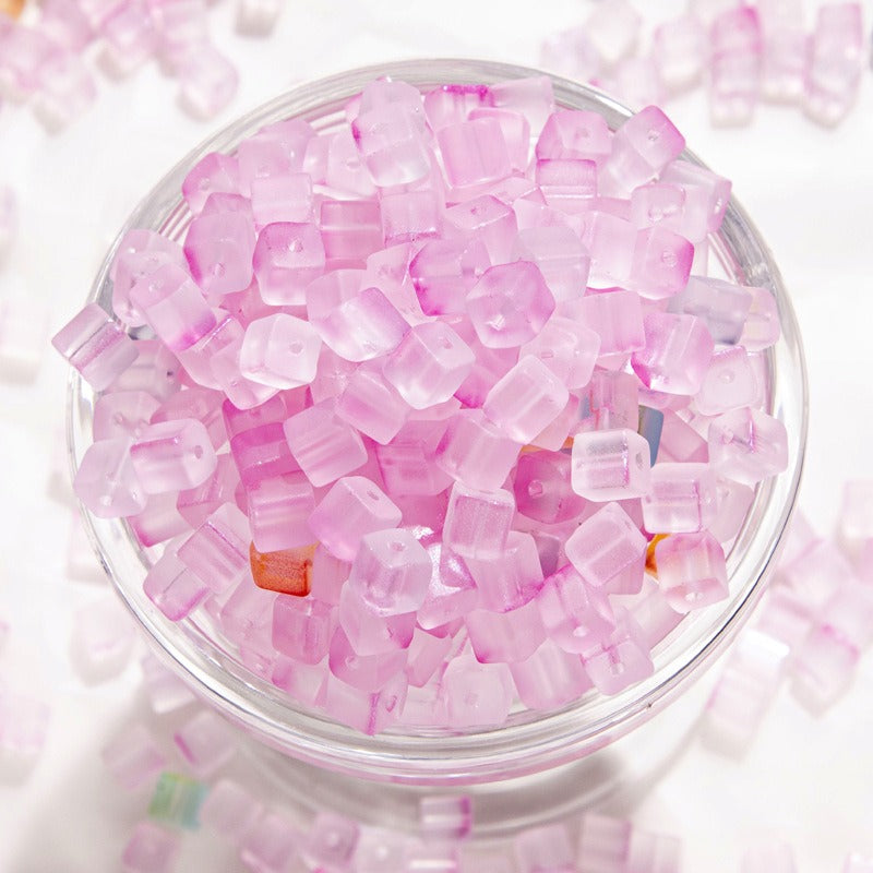 TK187 About 50pcs 7mm square sugar crystal clear glass beads, transparent matte beads, handcrafted DIY jewelry, handcrafted bracelet, necklace, earrings, accessory materials