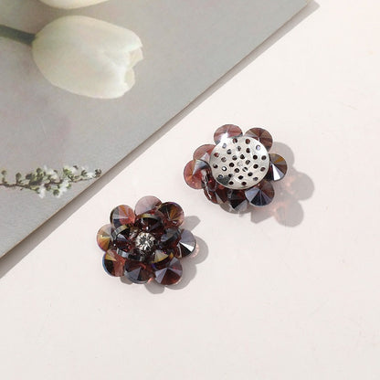 X2323 Double Layer Shiny Rhinestone Flower Charms Multi Color DIY Base for Earrings Rings Brooch Craft Supplies Bulk Wholesale