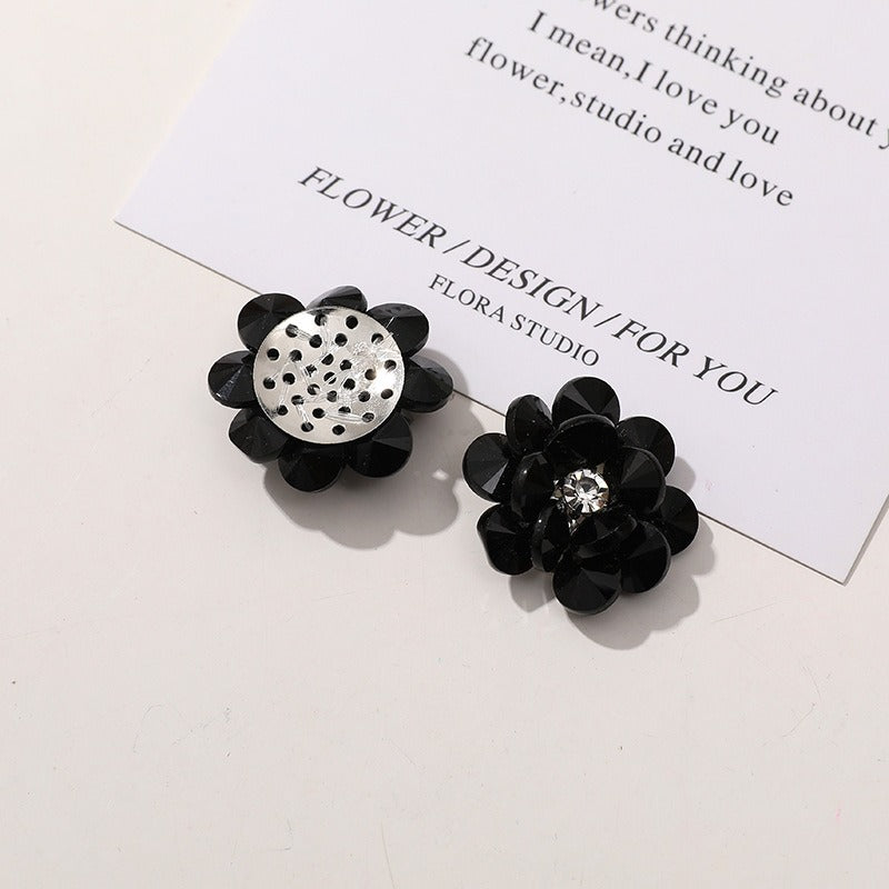 X2323 Double Layer Shiny Rhinestone Flower Charms Multi Color DIY Base for Earrings Rings Brooch Craft Supplies Bulk Wholesale