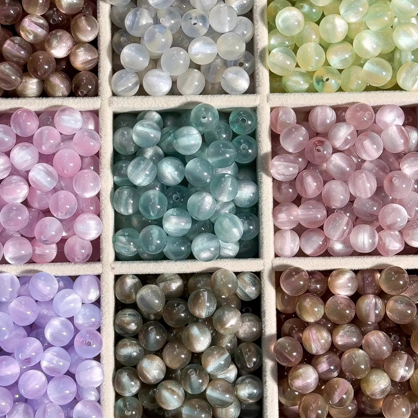 TK18 10Pcs 10mm Cat Eye Gradient Multicolor Round Acrylic Beads, DIY Handmade Bracelet Necklace Jewelry Making Accessories