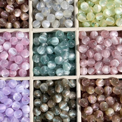 TK18 10Pcs 10mm Cat Eye Gradient Multicolor Round Acrylic Beads, DIY Handmade Bracelet Necklace Jewelry Making Accessories