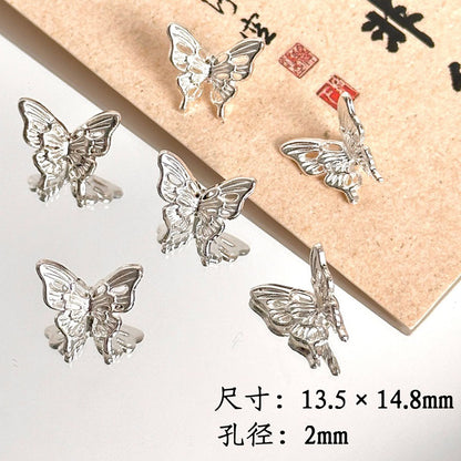 TK87 2Pcs Bright Silver Alloy Butterfly Pendant & Spacer Beads, DIY Handmade Bracelet Necklace Jewelry Making Accessories