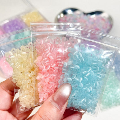 TK86 Approx 10g Rainbow Donut Shaped High Quality Wire Cut Cat Eye Glass Beads & Pearl Beads, DIY Handmade Bracelet Jewelry Making Accessories