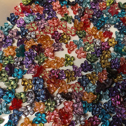 BJD503 About 5g（about 50 pieces） With Hole Mini Phalaenopsis Butterfly Orchid Iridescent Mixed Soft Rubber Flower Blind Box, 1×0.6cm 3D DIY Craft Supplies for Bouquet Basket Handmade Jewelry Making