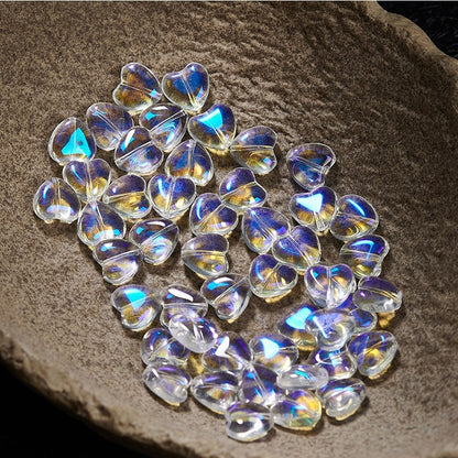 TK184 1 listing contains 10 beads 14mm Straight Hole Heart Shaped Glass Beads Y2K Aesthetic Loose Heart Beads, DIY Jewelry Making Supplies for Bracelets, Phone Charms, Keychains & Handmade Decor Accessories