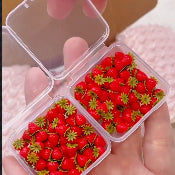 BJD455 30 Days Pre-order 1 Pack with 10 Pieces Handmade Clay Strawberry Assortment, 1 Pack with 10 Pieces, Multi‑Color Pink Red Purple White Gradient Miniature Food Charms for DIY & Dollhouse Decor