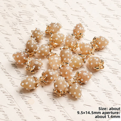 X2442 Cute Rhinestone Pearl 3D Strawberry Pendants, Large & Medium Size, DIY Handmade Accessories for Bracelets, Necklaces, Earrings & Phone Charms