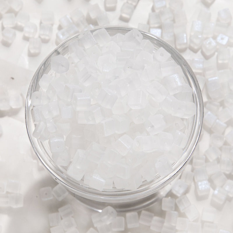 TK187 About 50pcs 7mm square sugar crystal clear glass beads, transparent matte beads, handcrafted DIY jewelry, handcrafted bracelet, necklace, earrings, accessory materials