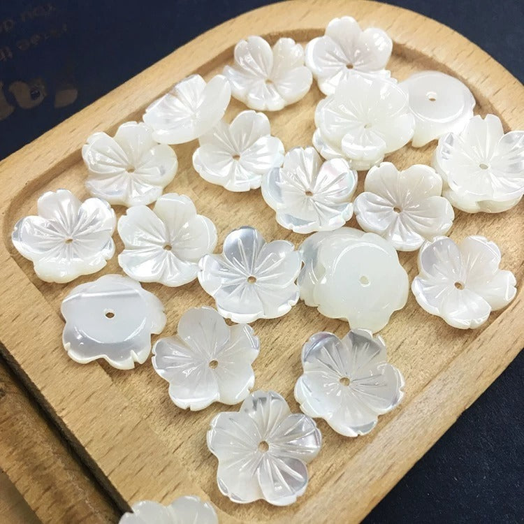 X2428 12mm Pure Natural Shell Five-Petal Bowl Flower Mother-of-Pearl Shell Petal DIY Hand Chain Necklace Ancient Style Earrings Brooch Materials Set Accessories