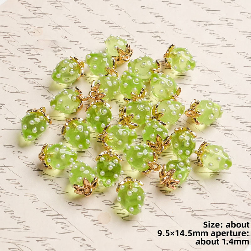 X2442 Cute Rhinestone Pearl 3D Strawberry Pendants, Large & Medium Size, DIY Handmade Accessories for Bracelets, Necklaces, Earrings & Phone Charms