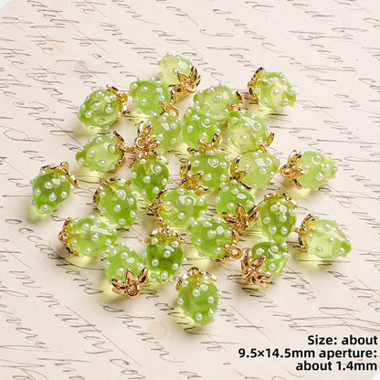 X2442 Cute Rhinestone Pearl 3D Strawberry Pendants, Large & Medium Size, DIY Handmade Accessories for Bracelets, Necklaces, Earrings & Phone Charms