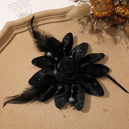 X2324 Three-Dimensional Multi-Layer Pearl Feather Organza Flower Charms, DIY Handmade Base for Earrings Rings Brooches Jewelry Making Bulk Craft Supplies