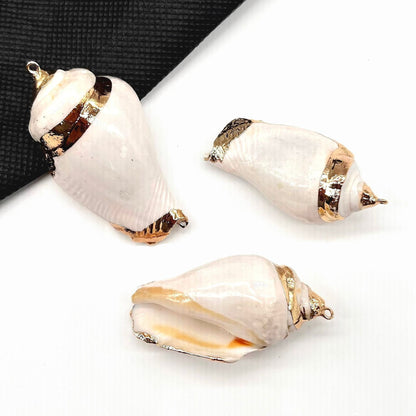 X2293 Natural sea shell with gold-gilded edges pendant for DIY handmade bracelet, necklace, earrings or other decorative accessories. Material: Natural sea shell
